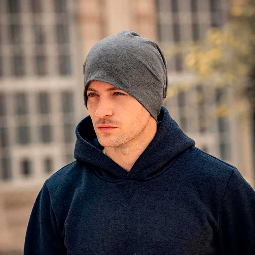 Gorro Beanie Largo Liso Unicolor Gris