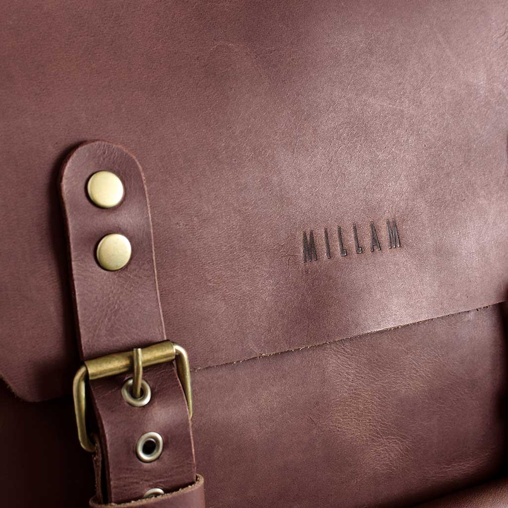 Mochila Mujer Hombre Cuero Marrón con Hebillas