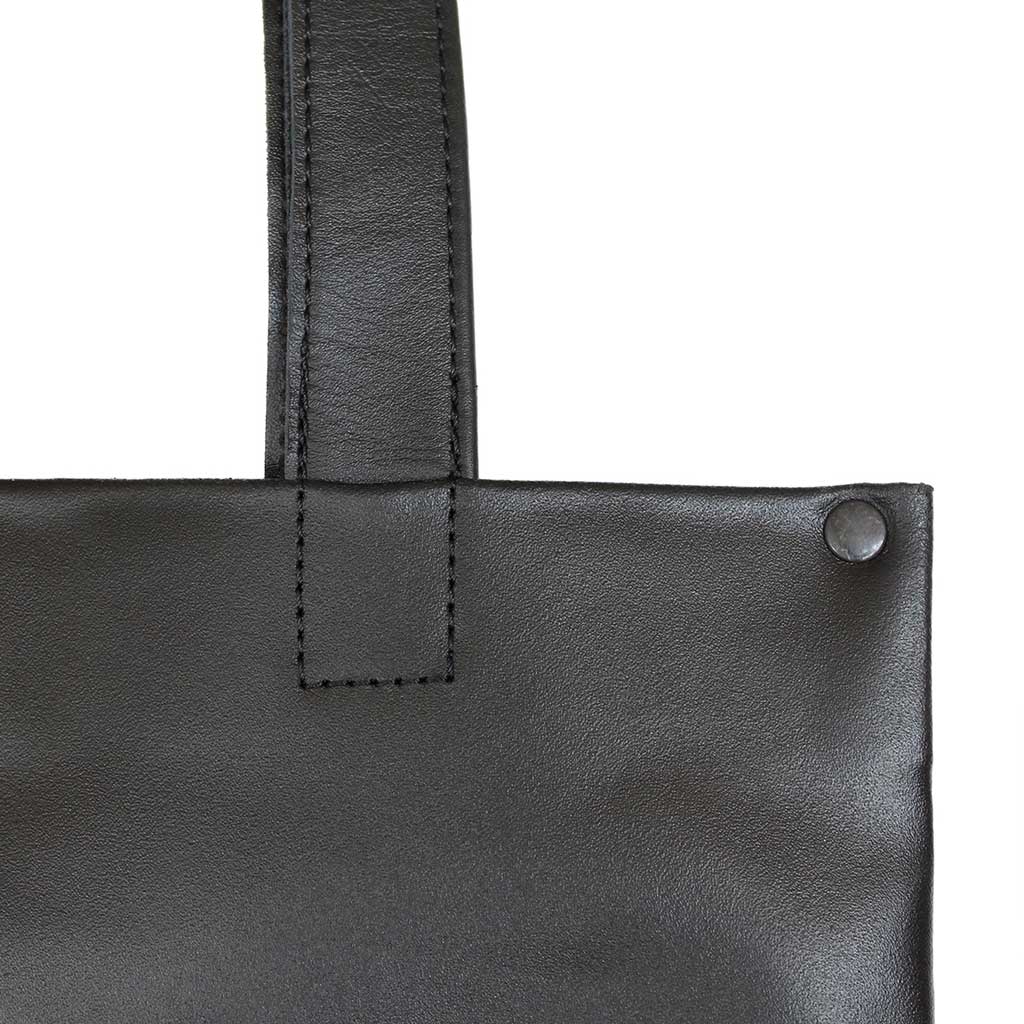 Bolso Tote Bag Cuero Natural Negro