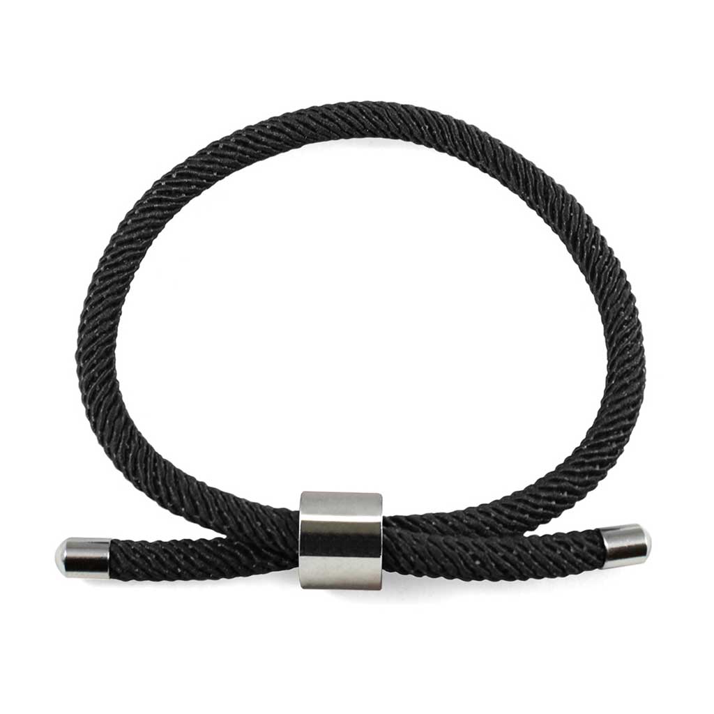 Pulsera cordón negro ajustable con dije acero