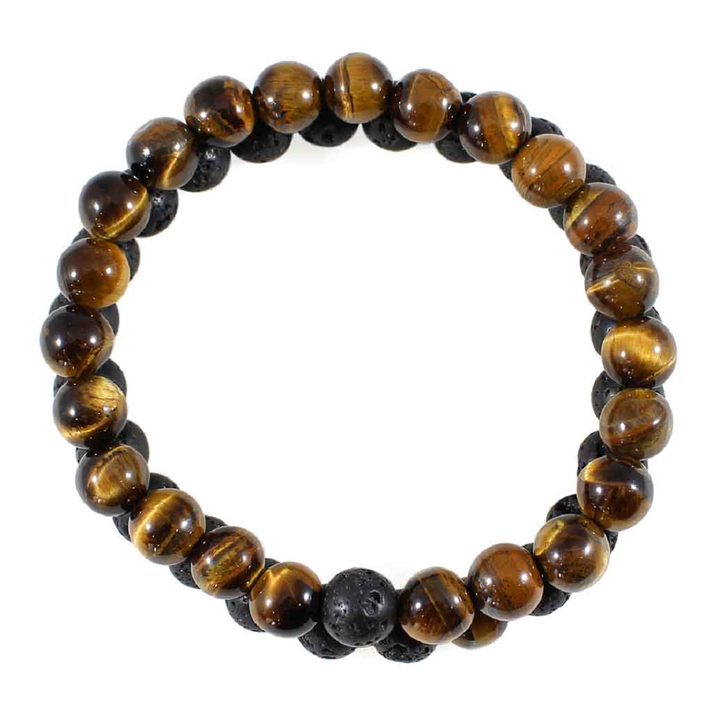 Pulseras para Parejas Piedras Ojo De Tigre y Volcánica