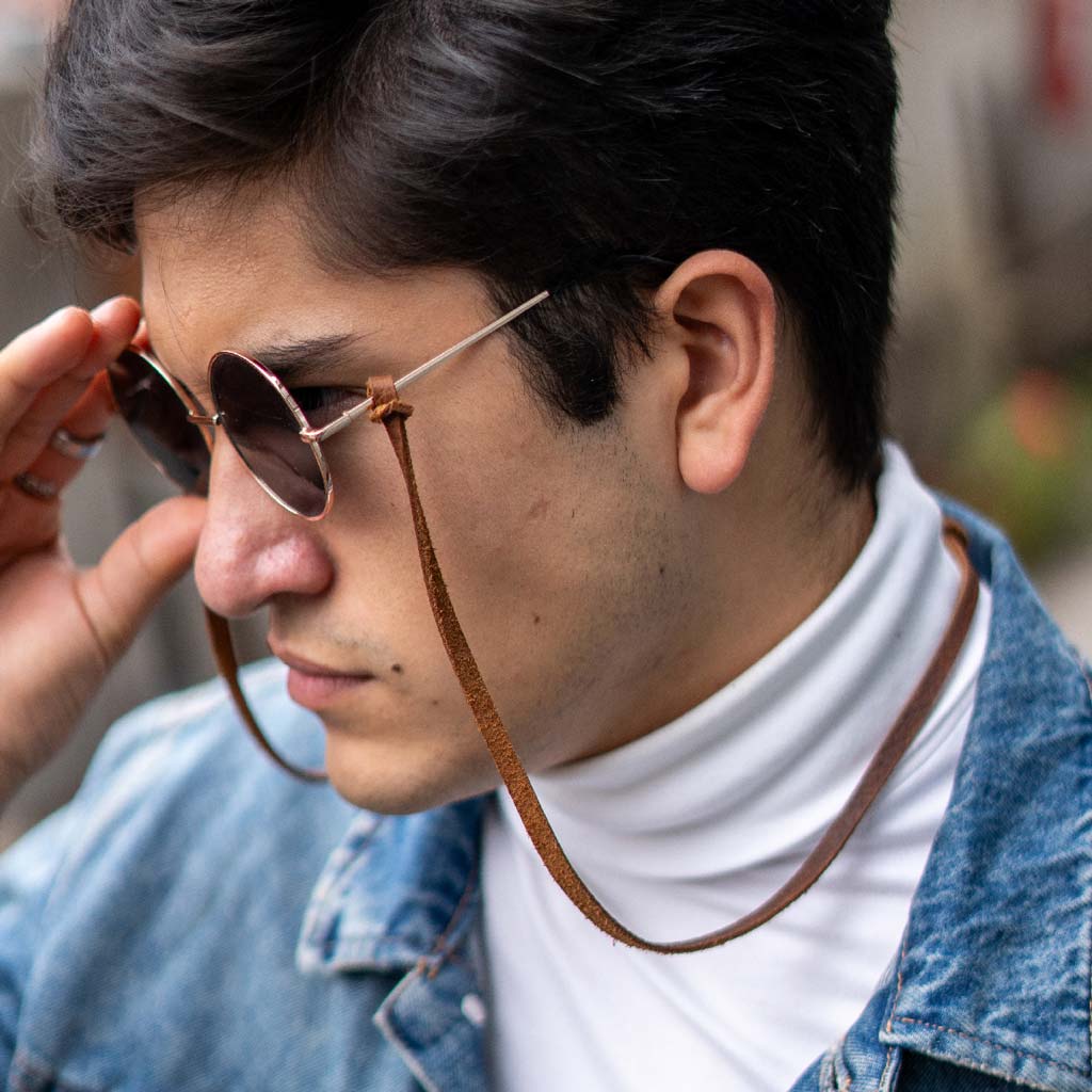 Strap Cuero Sujetador Strap para Lentes Café