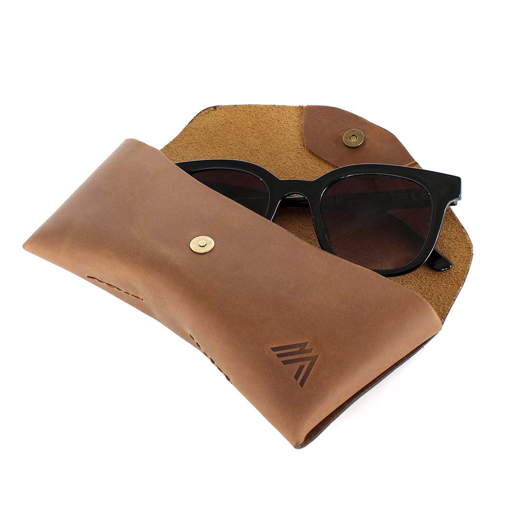 Estuche para Lentes Funda Cuero Natural Café