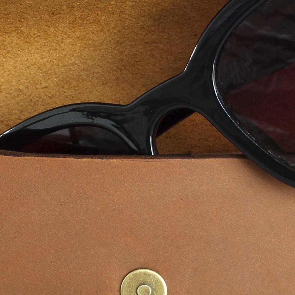 Estuche para Lentes Funda Cuero Natural Café