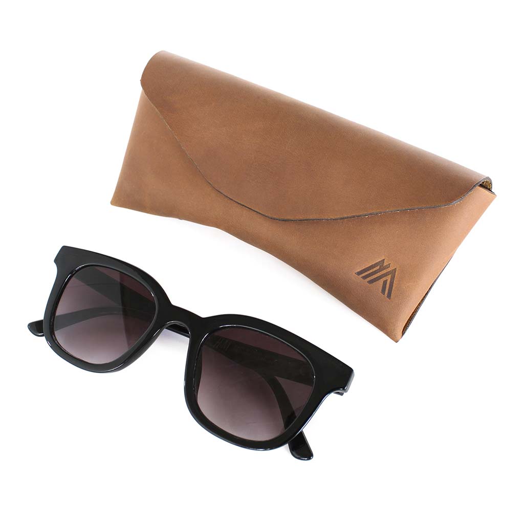 Estuche para Lentes Funda Cuero Natural Café