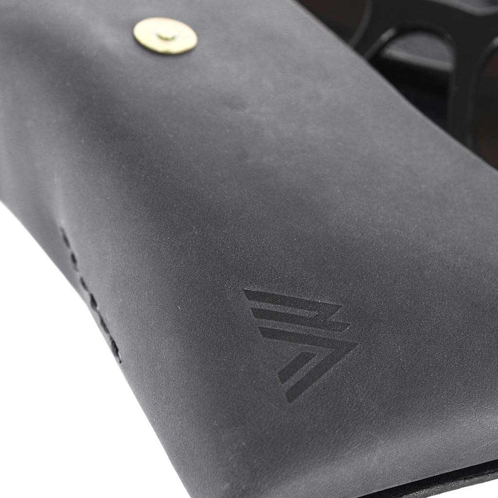 Funda Estuche Cuero Natural Negro para Lentes