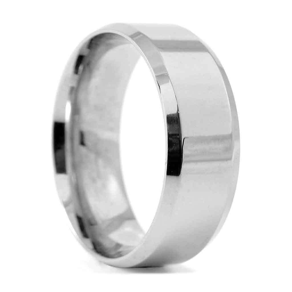 Anillos Hombre Mujer Acero Biselado Color Plata