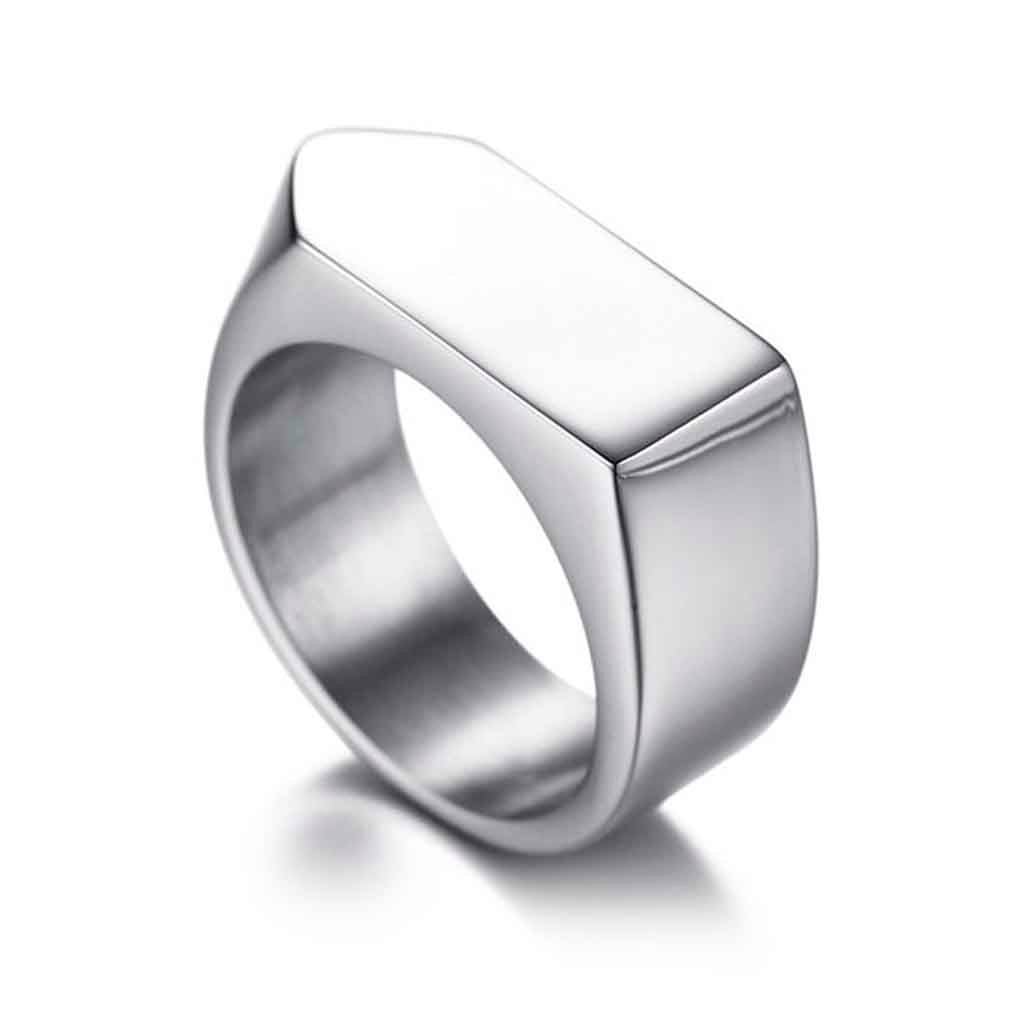 Anillos Hombre Plata de Acero Sello Plano Flecha