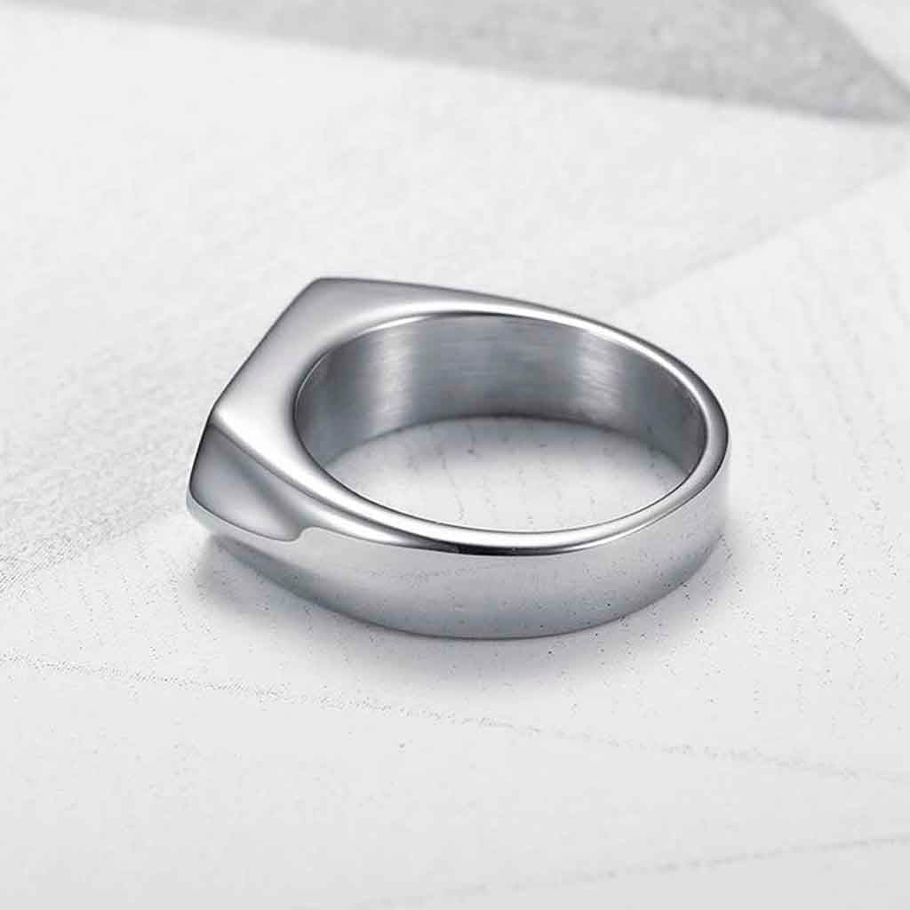 Anillos Hombre Plata de Acero Sello Plano Flecha