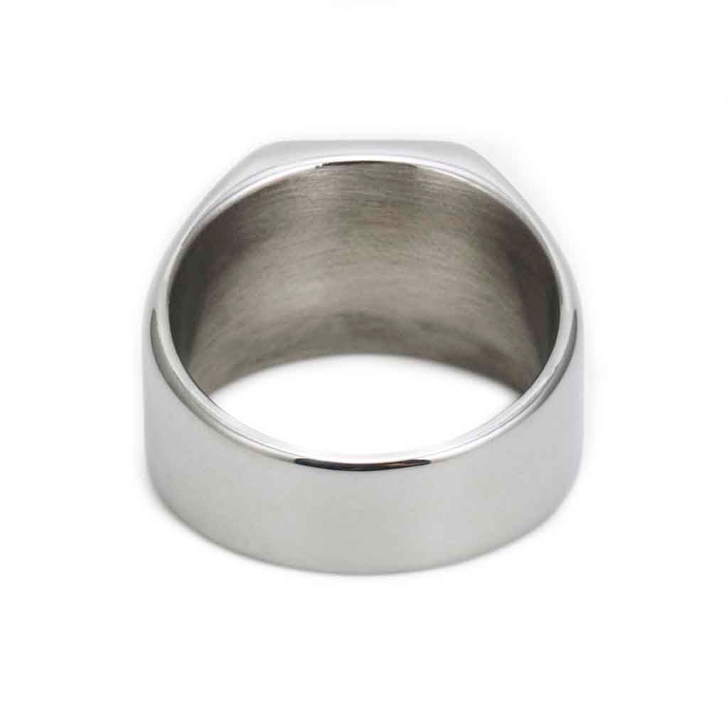 Anillos Hombre Acero Color Plata Sello Cuadrado