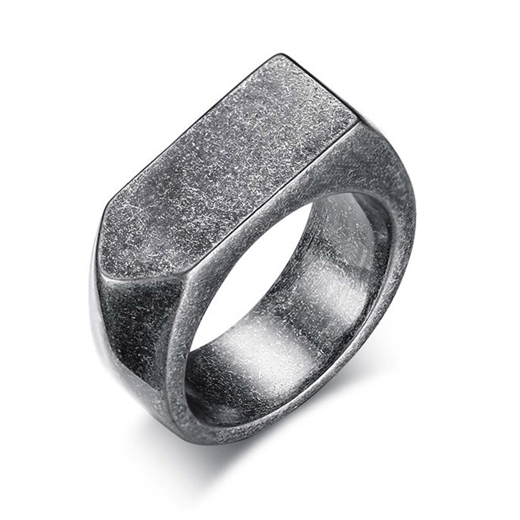 Anillos Hombre Plateado Envejecido Plano Sello Flecha