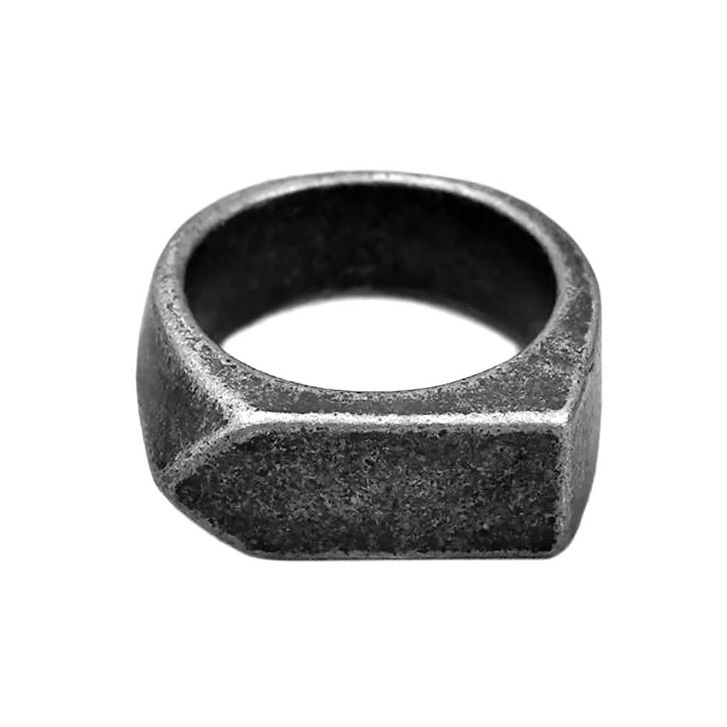 Anillos Hombre Plateado Envejecido Plano Sello Flecha