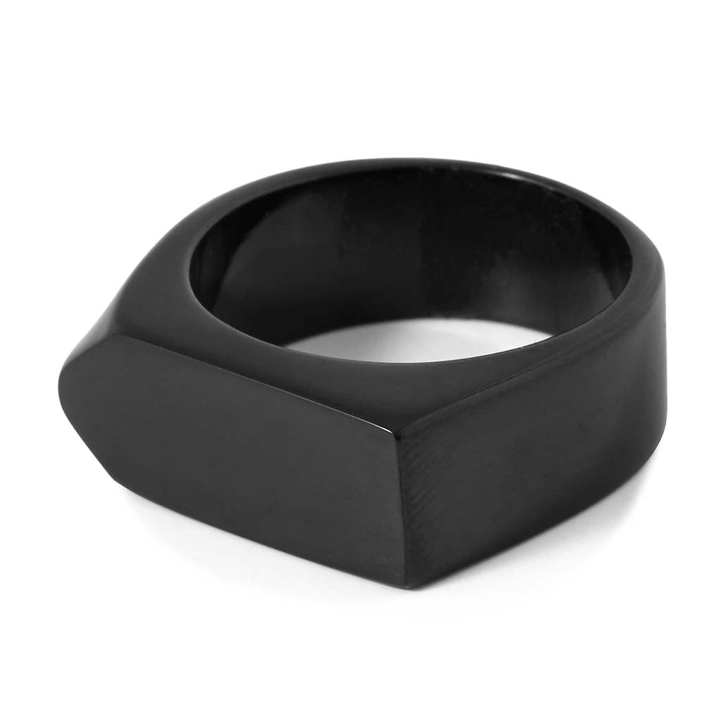 Anillos de Hombre Anillos de Acero Negro Plano Sello Flecha