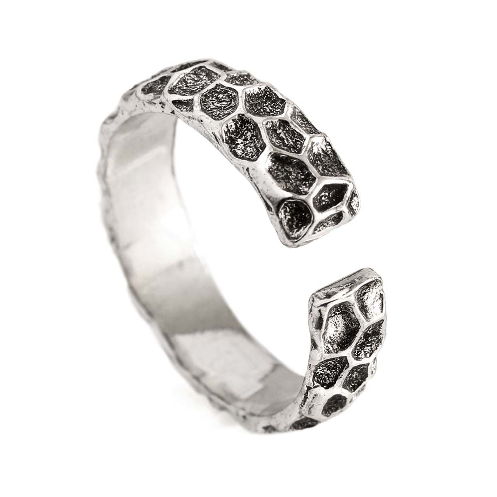 Anillo de Hombre Ajustable con Textura Piedra Envejecido