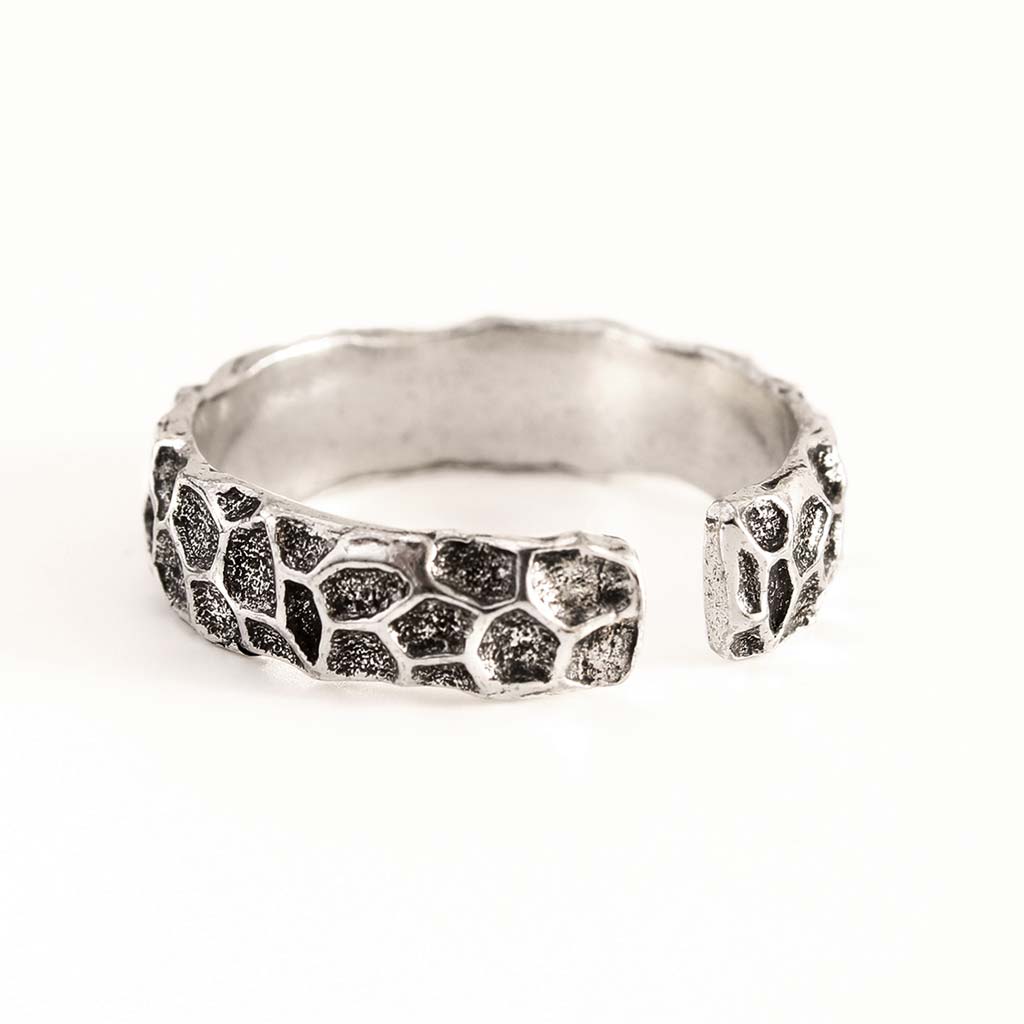Anillo de Hombre Ajustable con Textura Piedra Envejecido