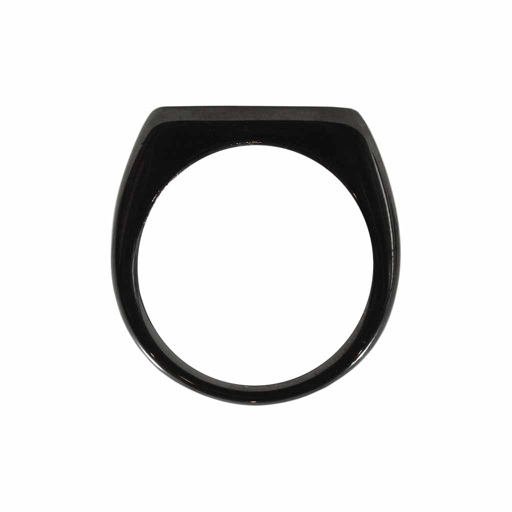 Anillo Hombre Plano tipo Sello Rectangular Negro