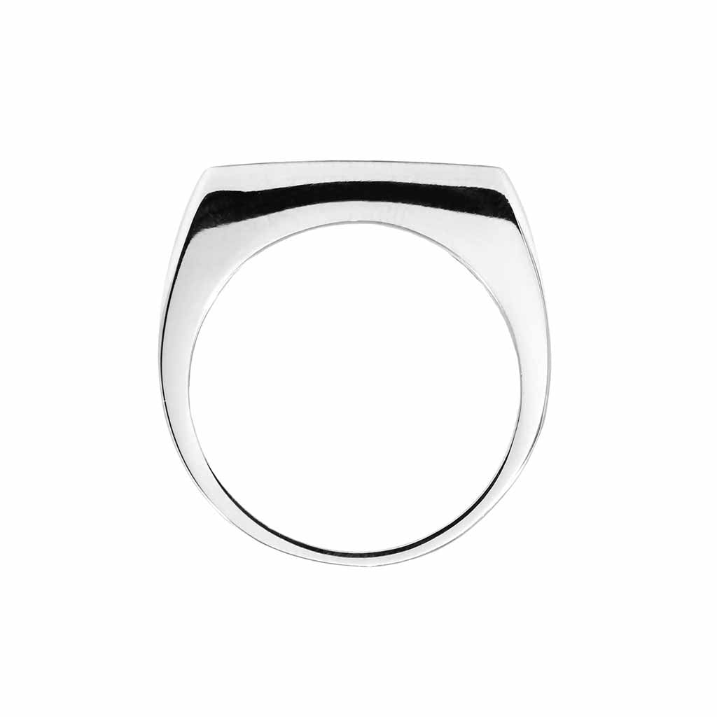 Anillo Hombre Plano tipo Sello Rectangular Plateado