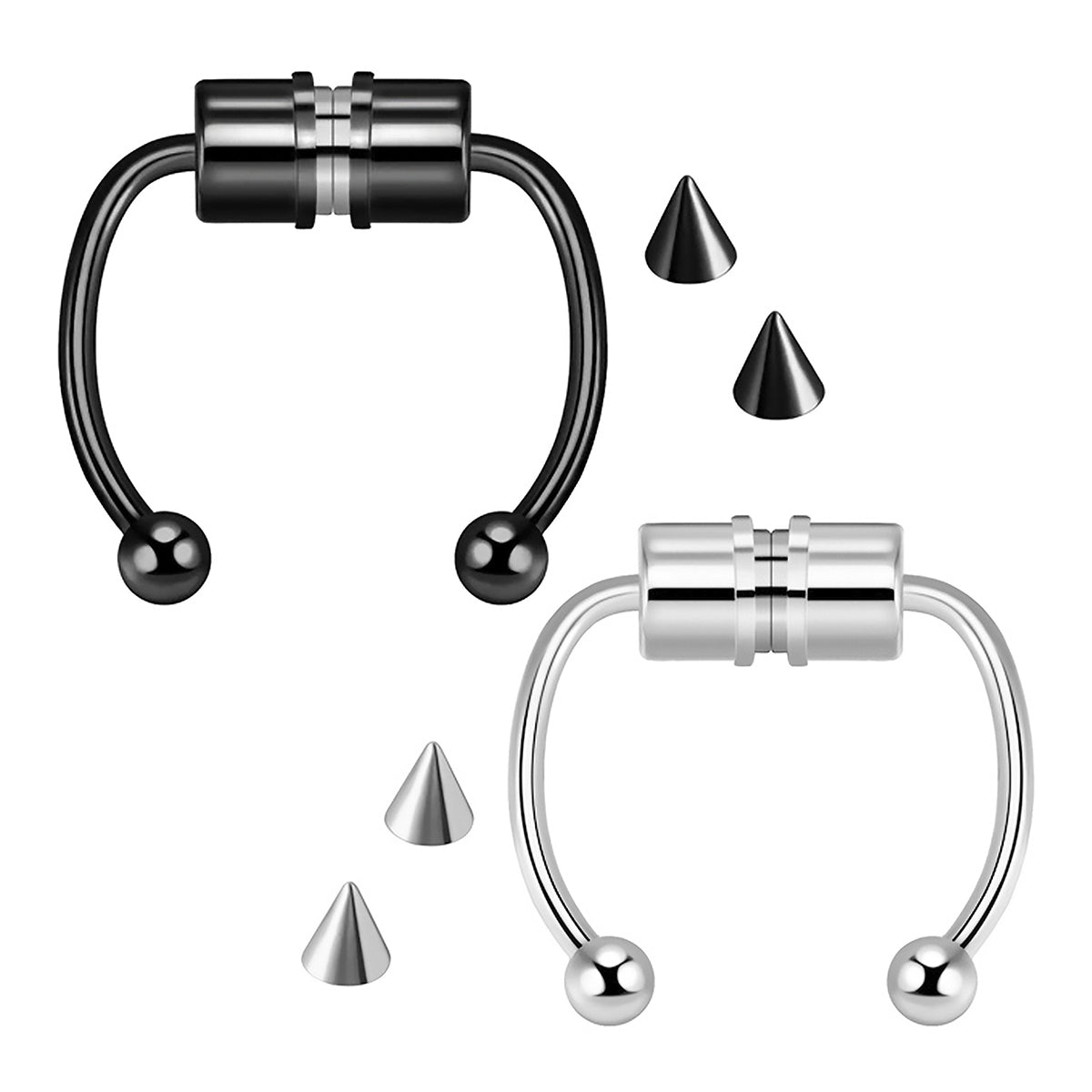Pack 2 Aros Argollas Magnéticas Piercing Nariz Septum