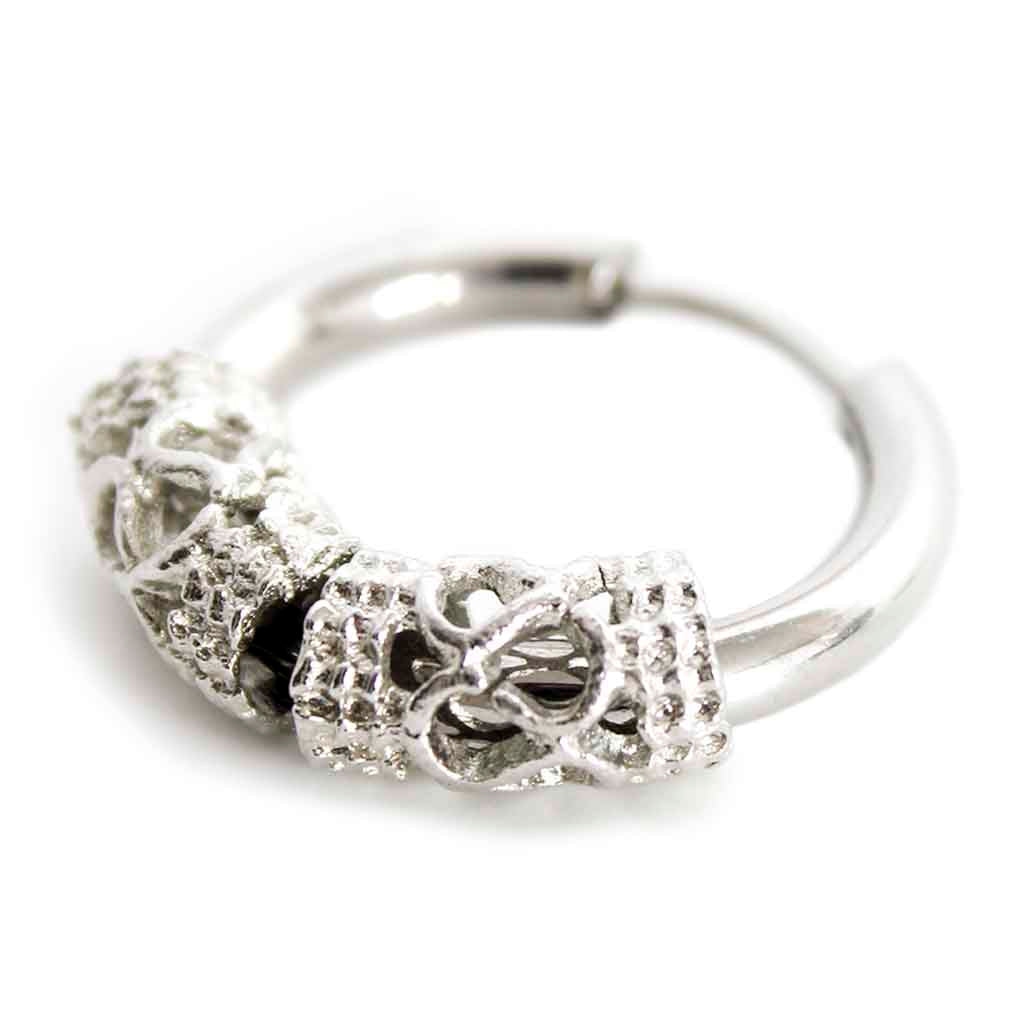 Aros Piercing Acero Quirúrgico Plateado con Dijes