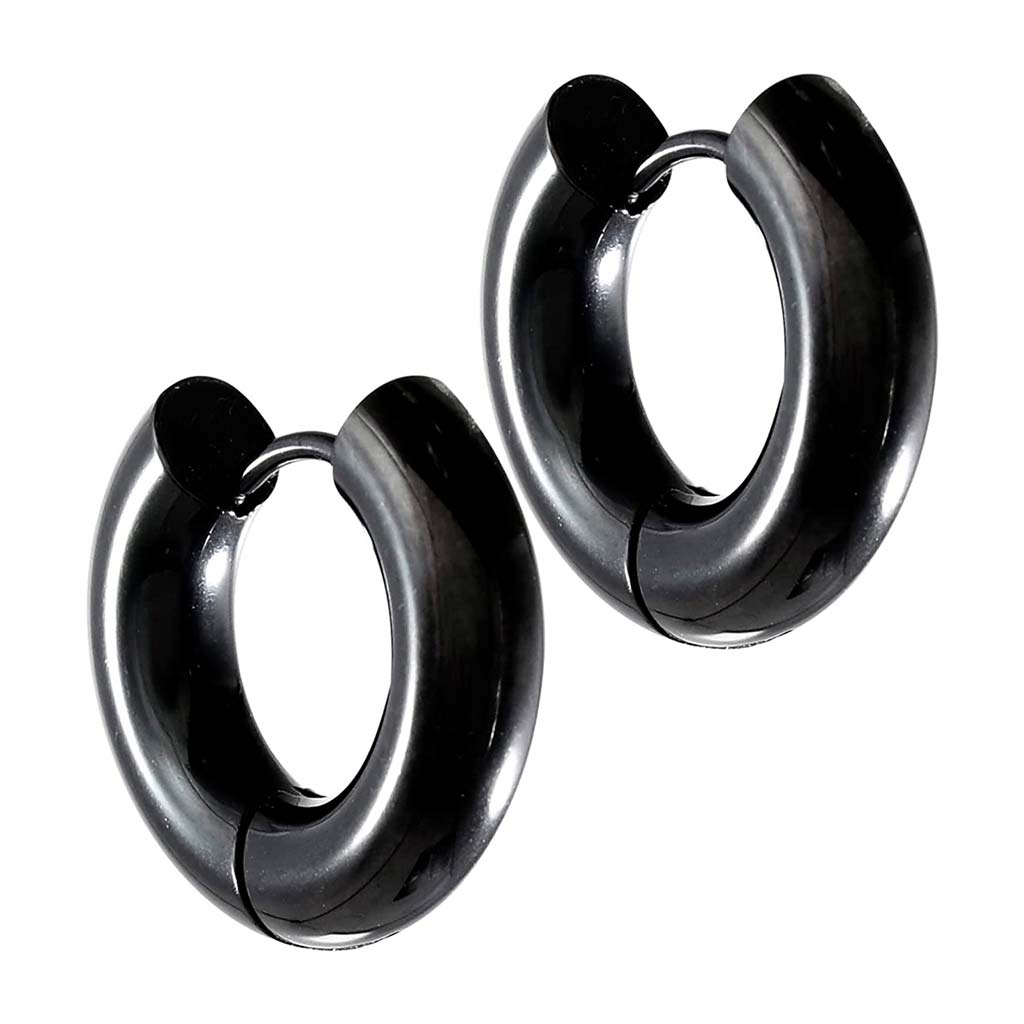 Aros de Hombre Aros Argolla Mujer Aros Grandes Acero Negro