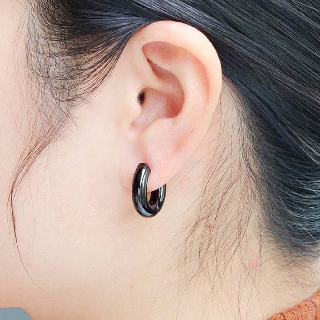 Aros de Hombre Aros Argolla Mujer Aros Grandes Acero Negro