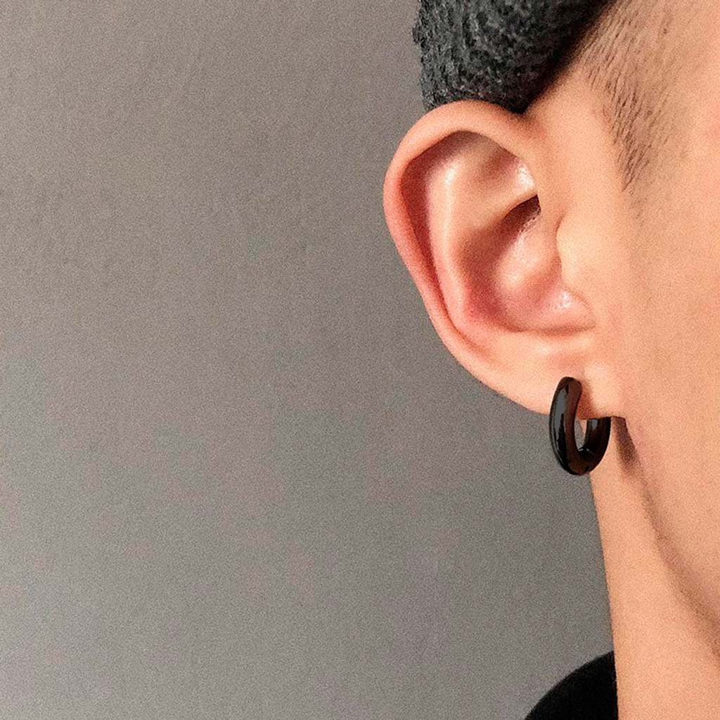 Aros de Hombre Aros Argolla Mujer Aros Grandes Acero Negro