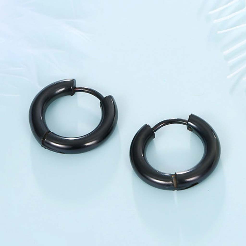 Aros de Hombre Aros Argolla Mujer Aros Grandes Acero Negro