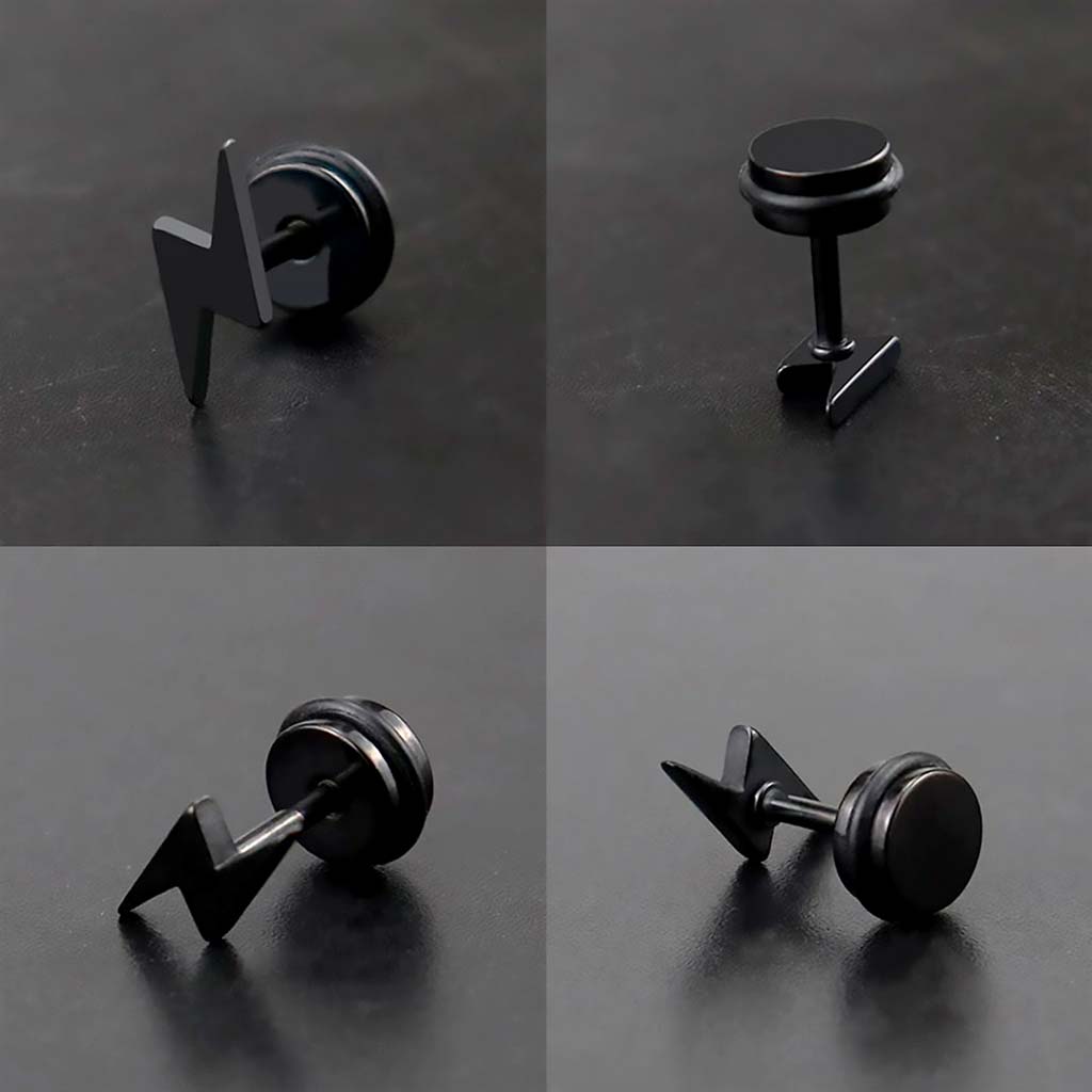 Aros de Acero Mujer Aros Hombre Piercing Rayo Aros Negros