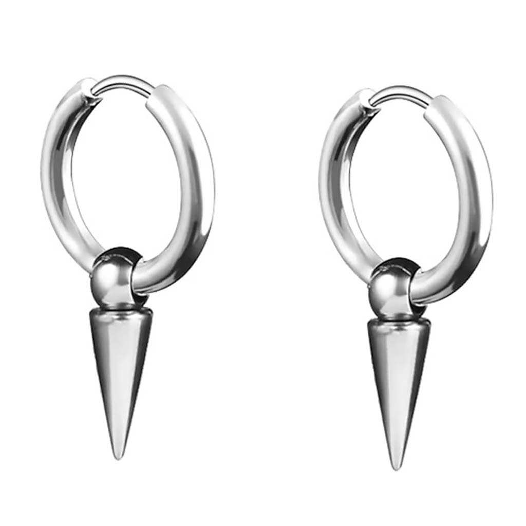 Aros Argollas Puya Espina Cono Colgante Plateado