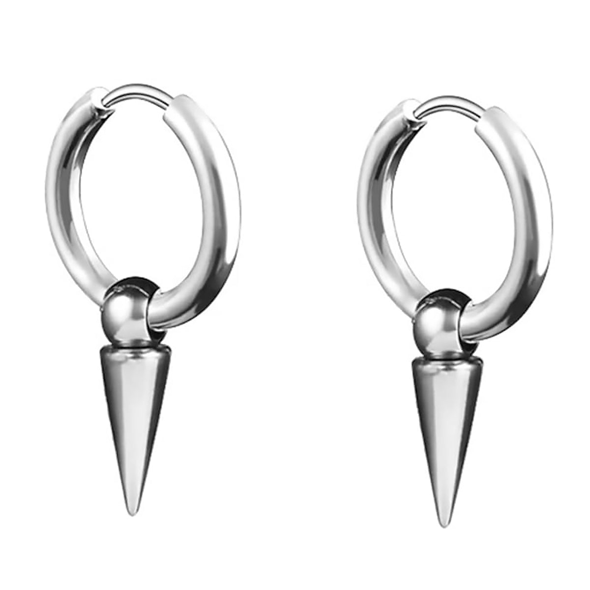 Pack 2 pares argollas aros espina acero color negro plata