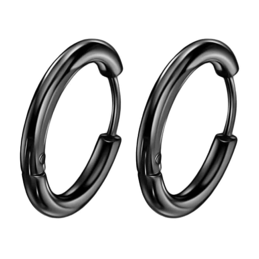 Set de Aros de Hombres Aros Mujer Aros Argolla Acero Negro