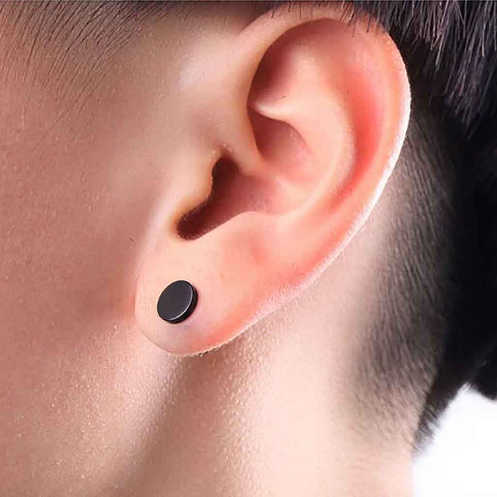 Set de Aros de Hombres Aros Mujer Aros Tunel Acero Negro