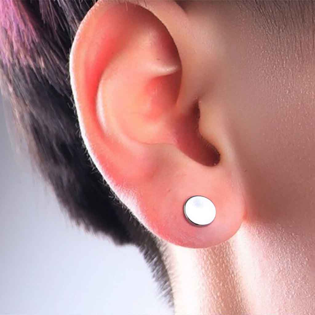 Set de Aros Hombre Plata Aros Mujer Tunel Acero Quirurgico