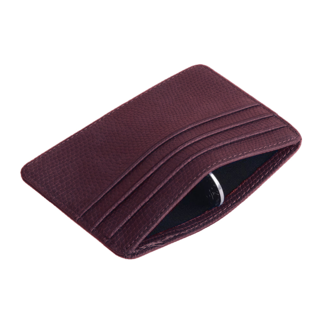 Pack Tarjetero Doble Cara Café y Clip para Billetes Plateado