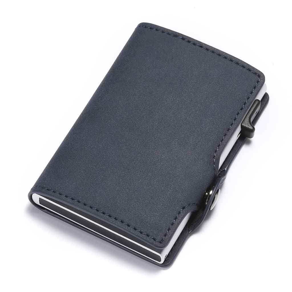 Tarjetero RIFD de Cuero Azul Billetera Hombre Mujer