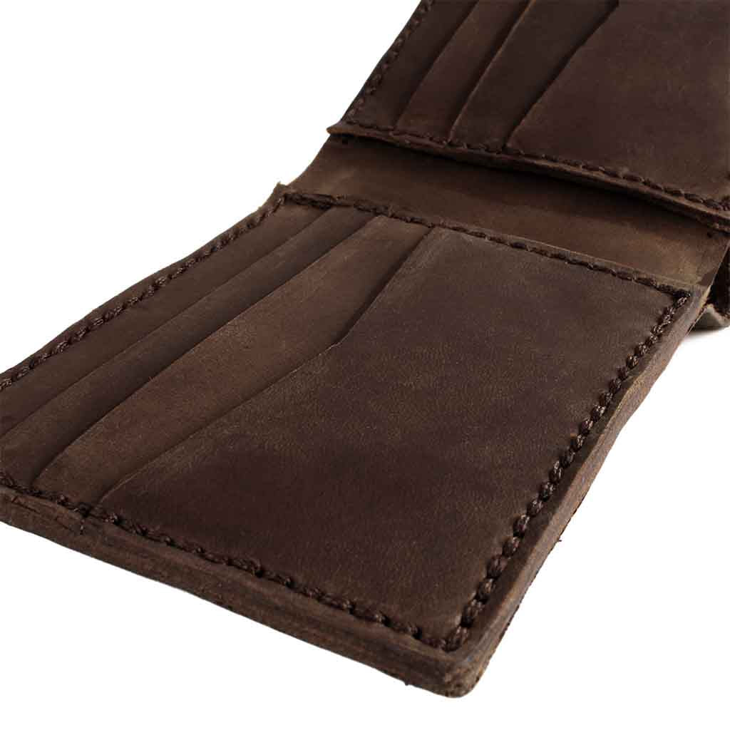 Billeteras Hombre Cuero Natural Clásica Solapa Marrón