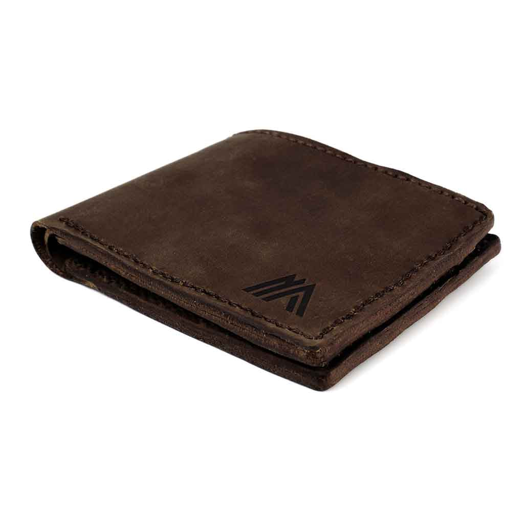 Billeteras Hombre Cuero Natural Clásica Solapa Marrón