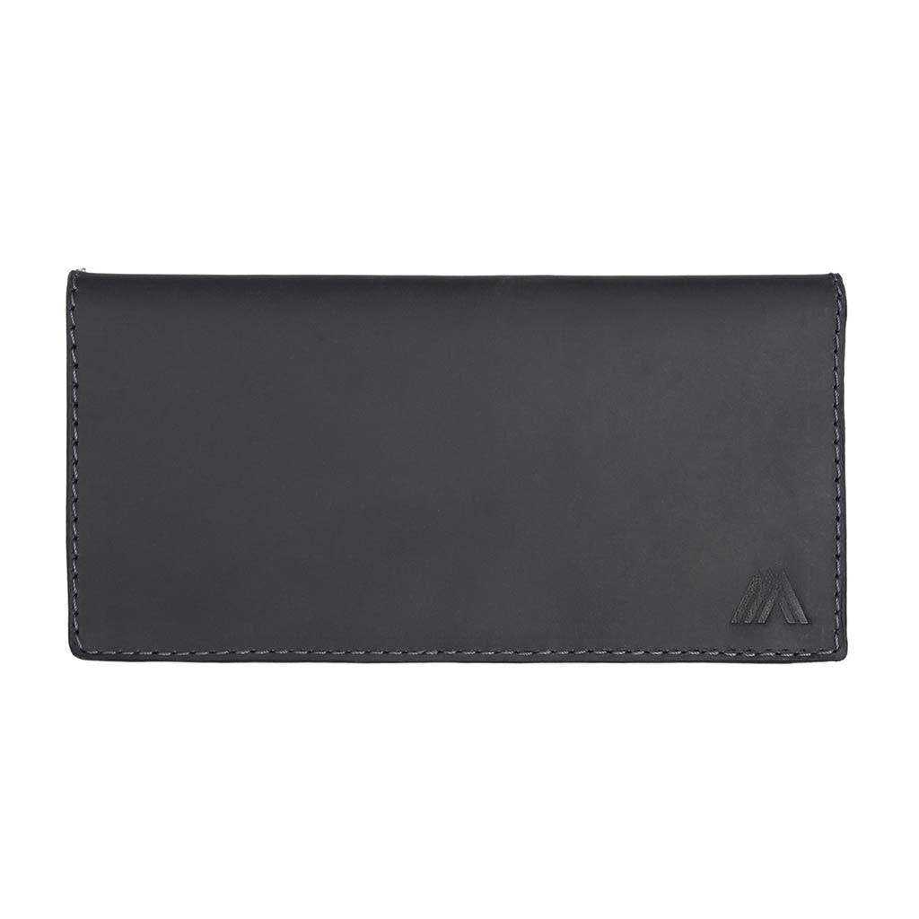 Billetera Hombre Porta Chequera Cuero Natural Negro