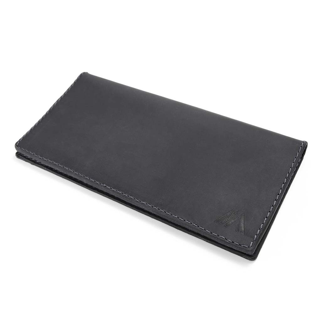 Billetera Hombre Porta Chequera Cuero Natural Negro