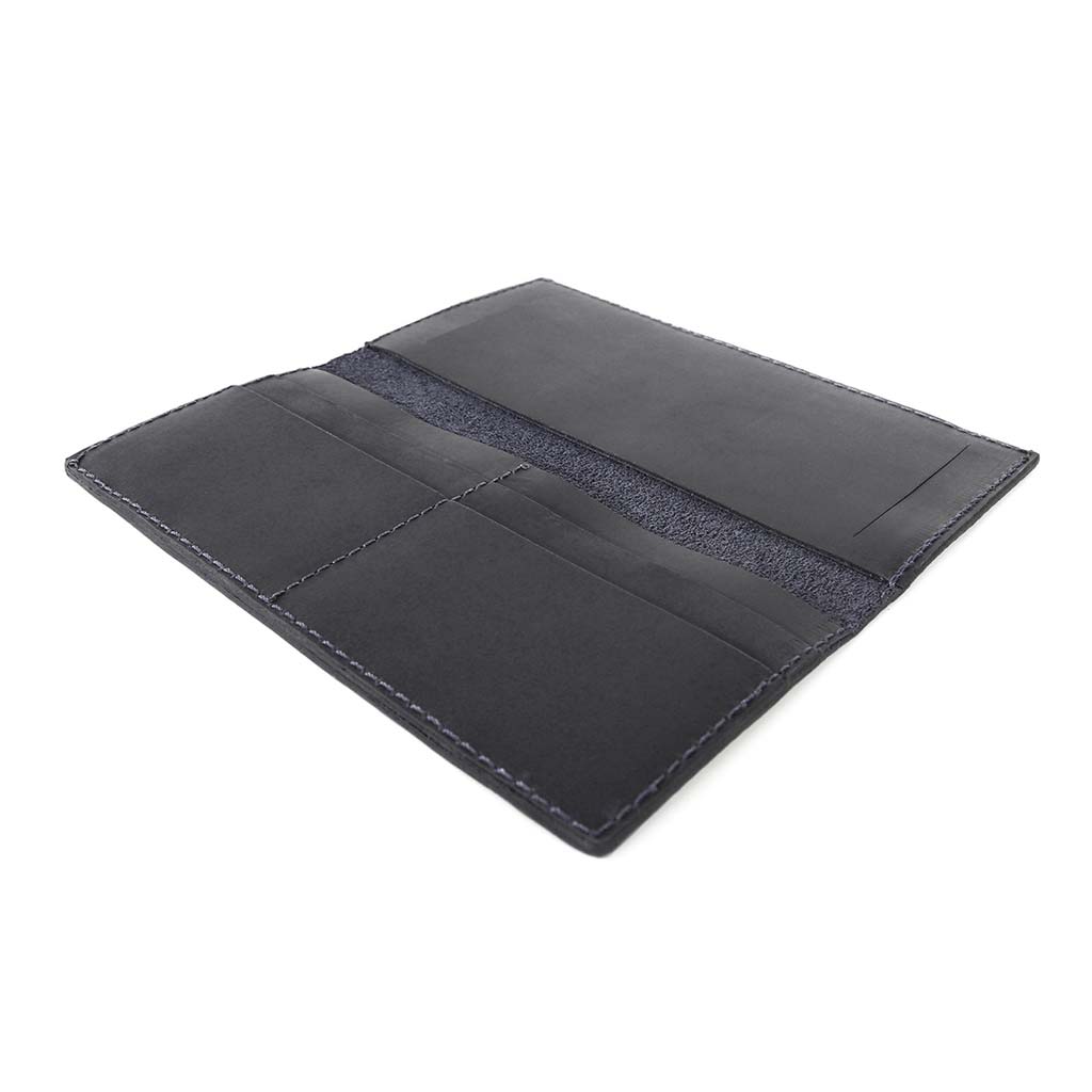 Billetera Hombre Porta Chequera Cuero Natural Negro