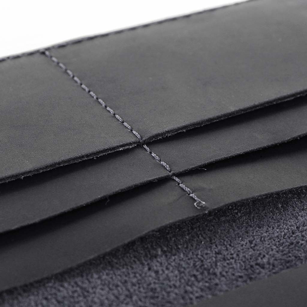 Billetera Hombre Porta Chequera Cuero Natural Negro