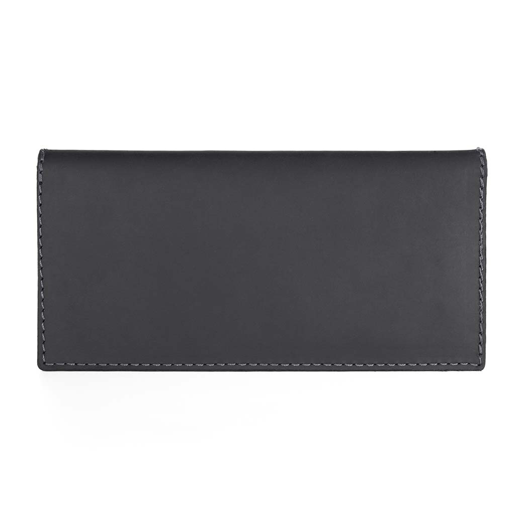 Billetera Hombre Porta Chequera Cuero Natural Negro