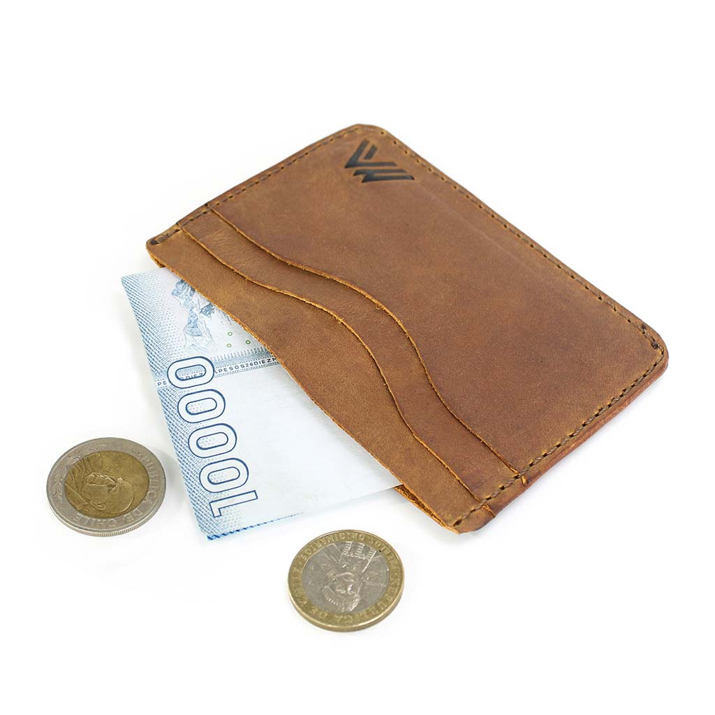 Tarjetero Porta Tarjeta Billetera Hombre Cuero Café