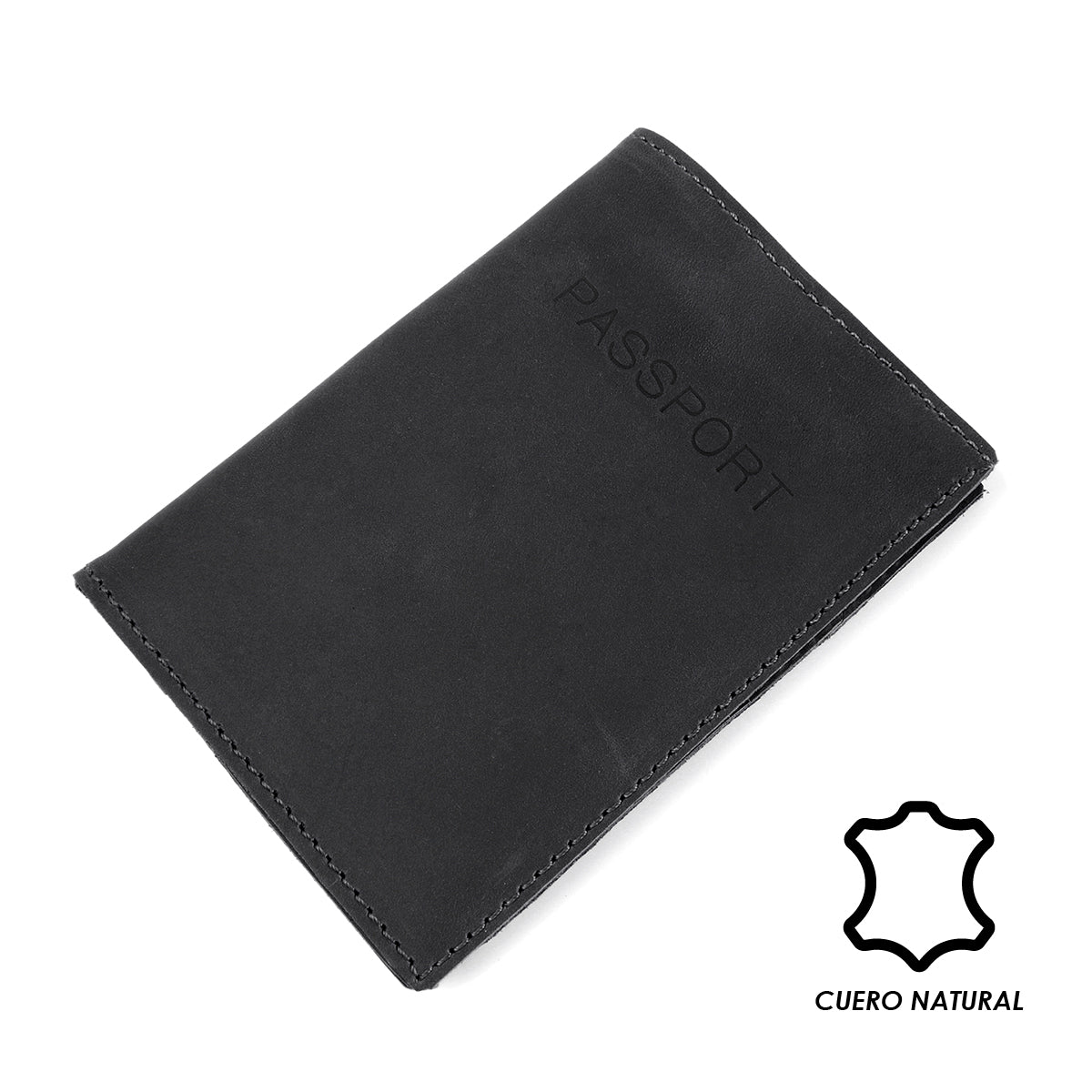 Pack Neceser de Viaje Cuero + Funda Porta Pasaporte Negro