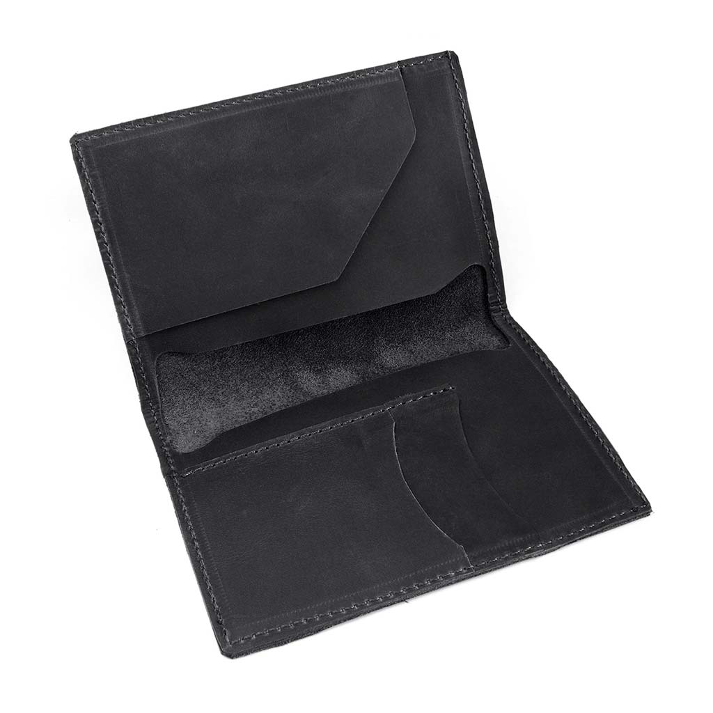 Porta Pasaporte Documentos Cuero Natural Negro