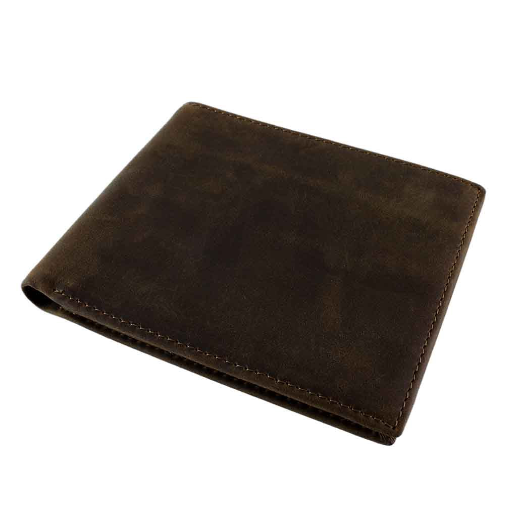 Billetera Desplegable Cuero Unicolor Café