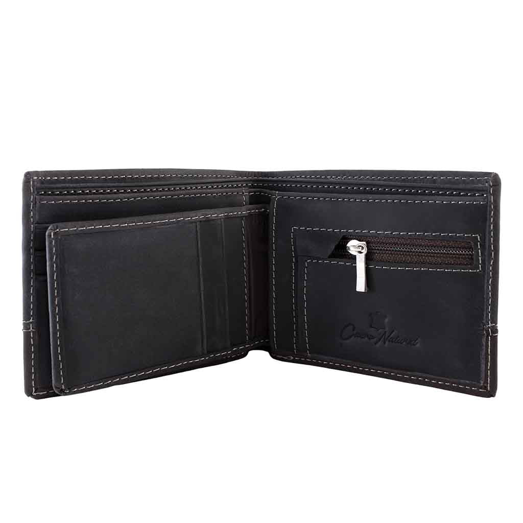 Billetera Monedero Cuero Natural Hombre Azul y Marrón