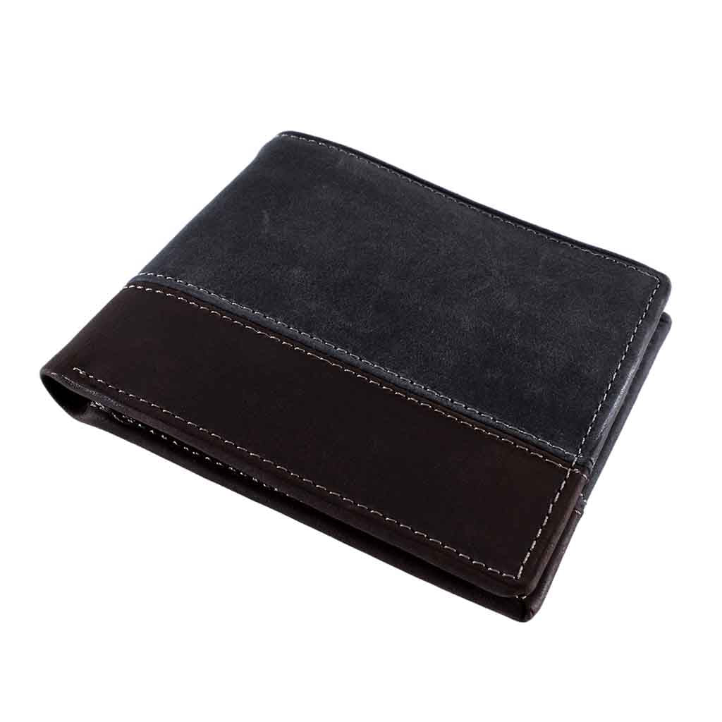 Billetera Monedero Cuero Natural Hombre Azul y Marrón