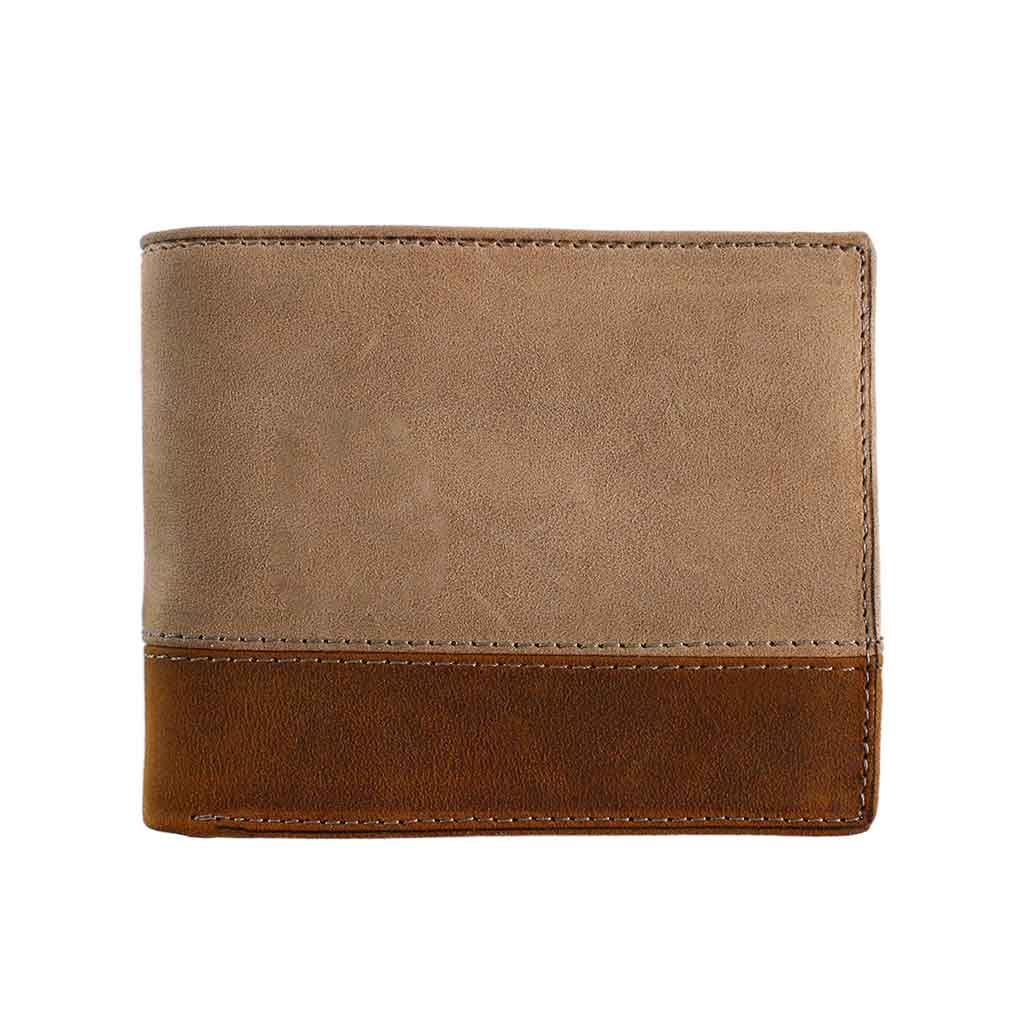 Billetera Monedero Cuero Natural Hombre Beige y Café