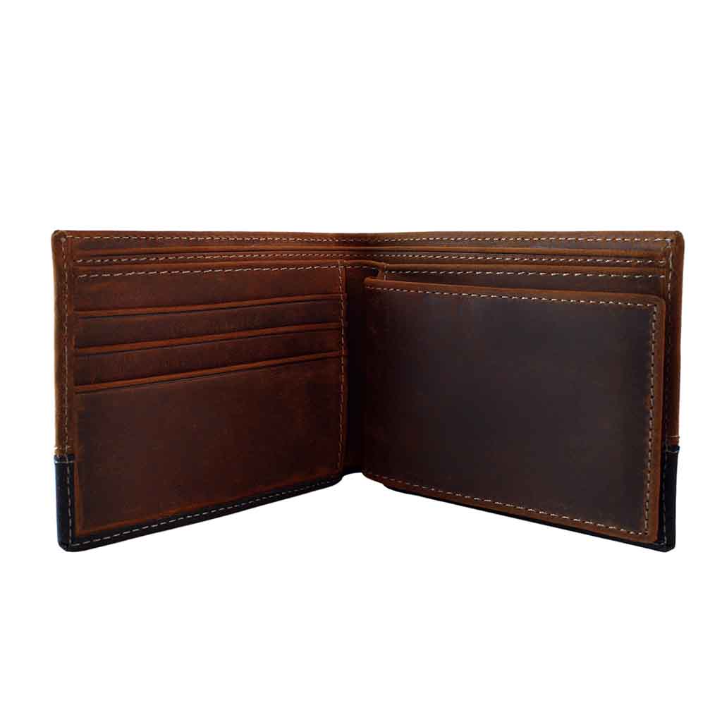 Billetera Monedero Cuero Natural Hombre Café y Negro